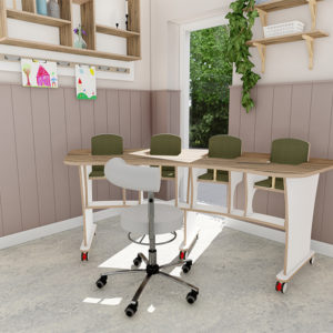 Babyvoedingstafel op wielen 4 zitter