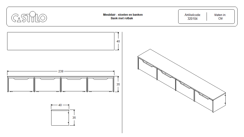 Bank met rolbakken 240 - Afbeelding 4