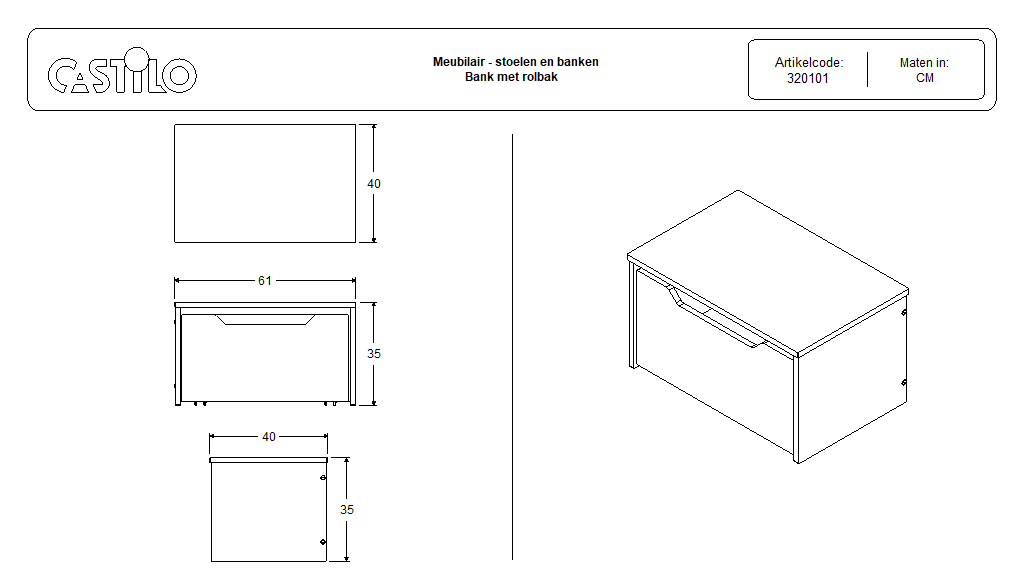 Bank met rolbak 60 - Afbeelding 4