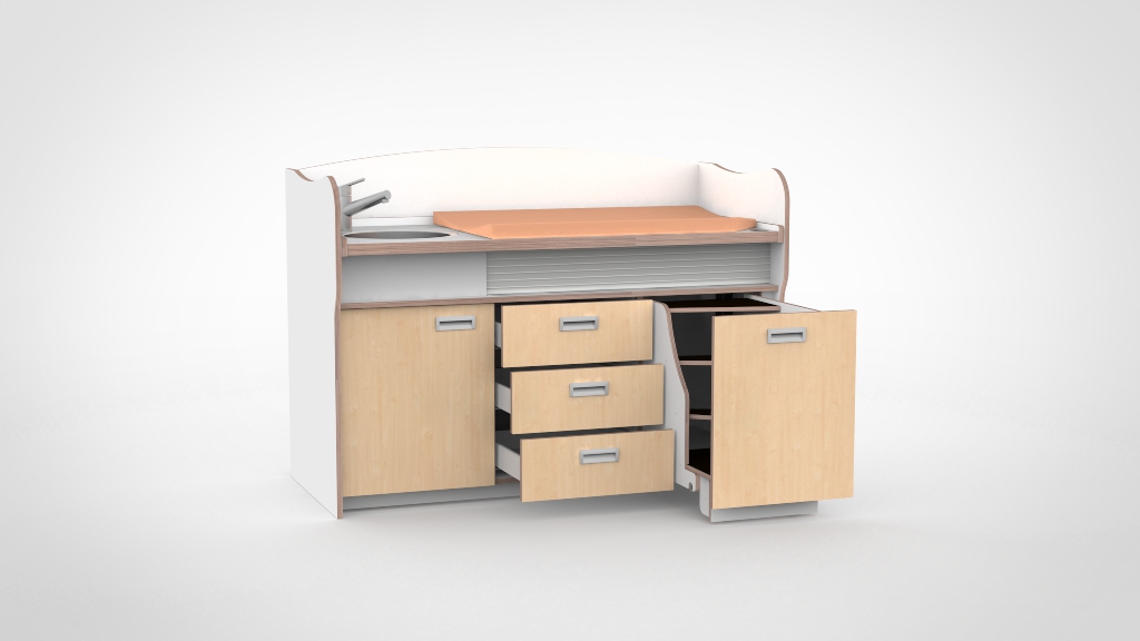 Commode 170cm meeliftend sanitair 3 lades - Afbeelding 2